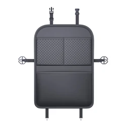 Luxury Leather Car Seat Back Protector with Storage Organizers (Square style)