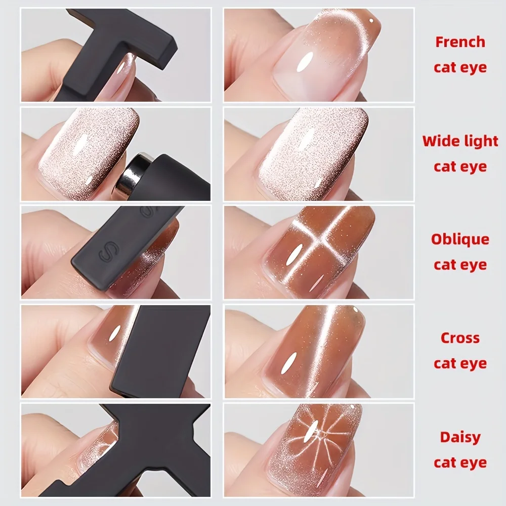 Magnetic nail art tools YIKOOLIN 5-in-1 Nail Art Magnet Stick Multi-function Cat Eye Gel Tool Manicure Design Cross Strong Magnet for Nail Gel Polish