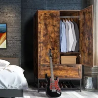 Armoire, Wardrobe Closet with Hanging Rod, Bedroom 71" Freestanding Wardrobe Cabinet with Doors, Adjustable Shelves and Drawer 1