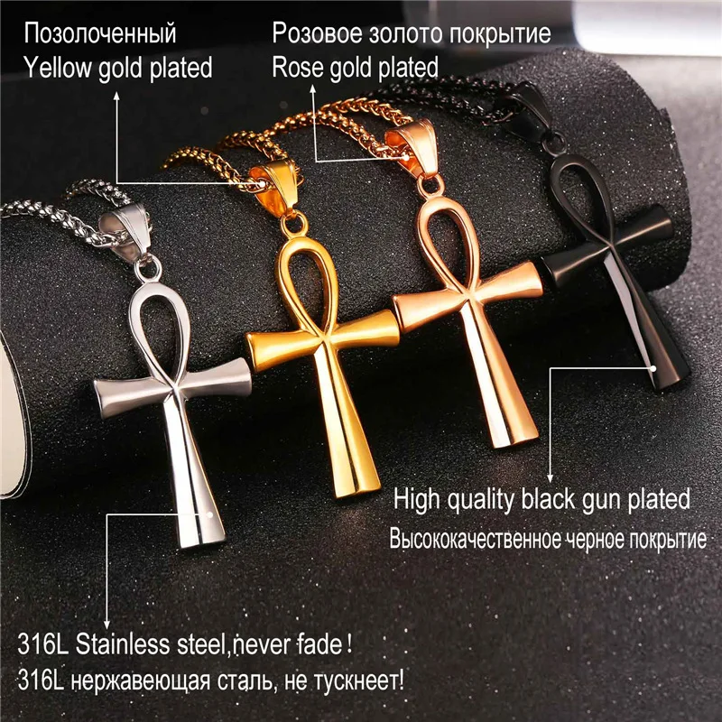Wholesale Mens Charm Necklace Ankh Key Pendant Crystal Stainless Steel  Cross Necklace For Men From m.