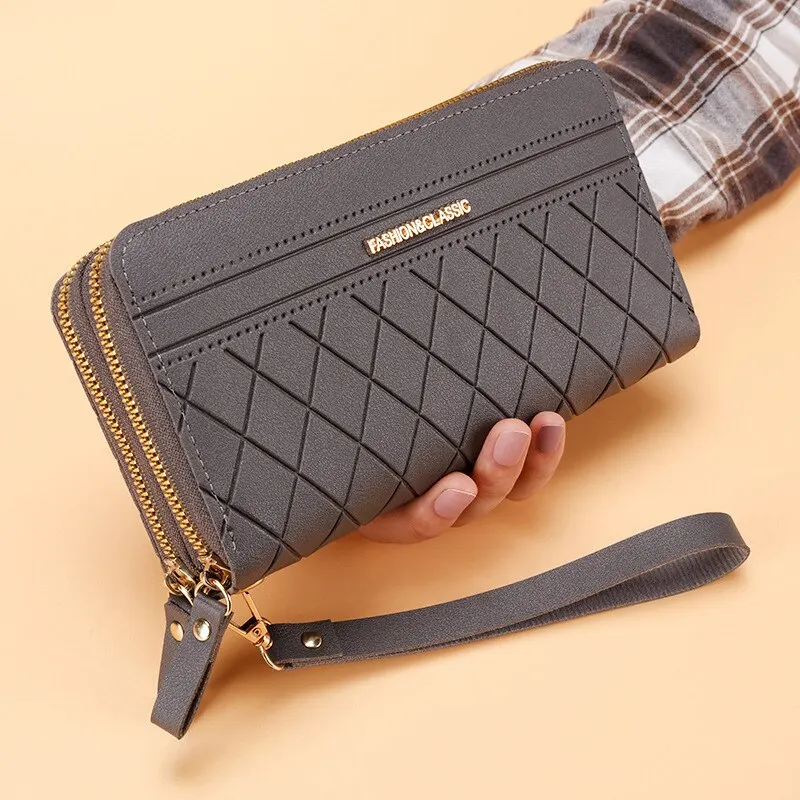 Long Women Wallet Purses Tassel Coin Holder Large Capacity Double Zipper Pu Leather Card Multilayer Storage Moneyclip Clutch Bag