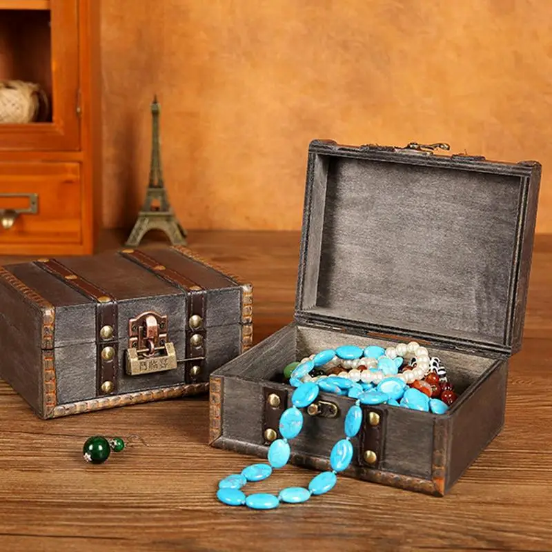 Cajas vintage, caja de madera para almacenamiento de joyas, caja de  almacenamiento hecha a mano, caja de almacenamiento de cofre del tesoro,  caja de