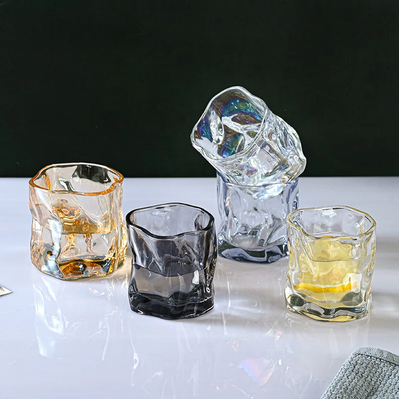 230ML Glass Cup Juice Drink Coffee Mug Wave Pattern Handmade Bar Drinkware glass drinkware