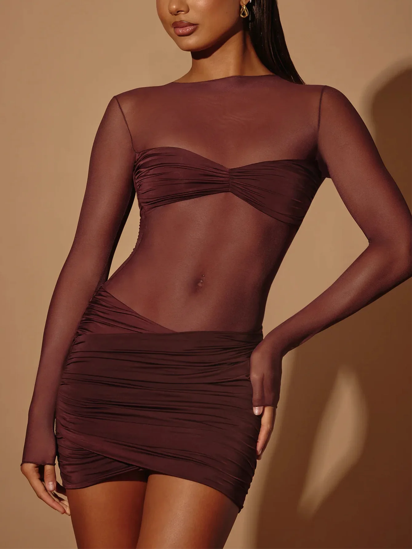 Robe mini moulante en maille transparente sexy pour femmes, robes d'automne pour femmes, soirée, mariage, anniversaire