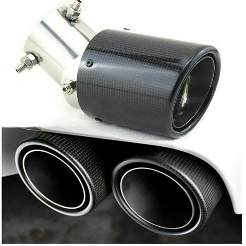 1PCS Universal Carbon Fiber Car Exhaust Systems Pipe Tail End Nozzle