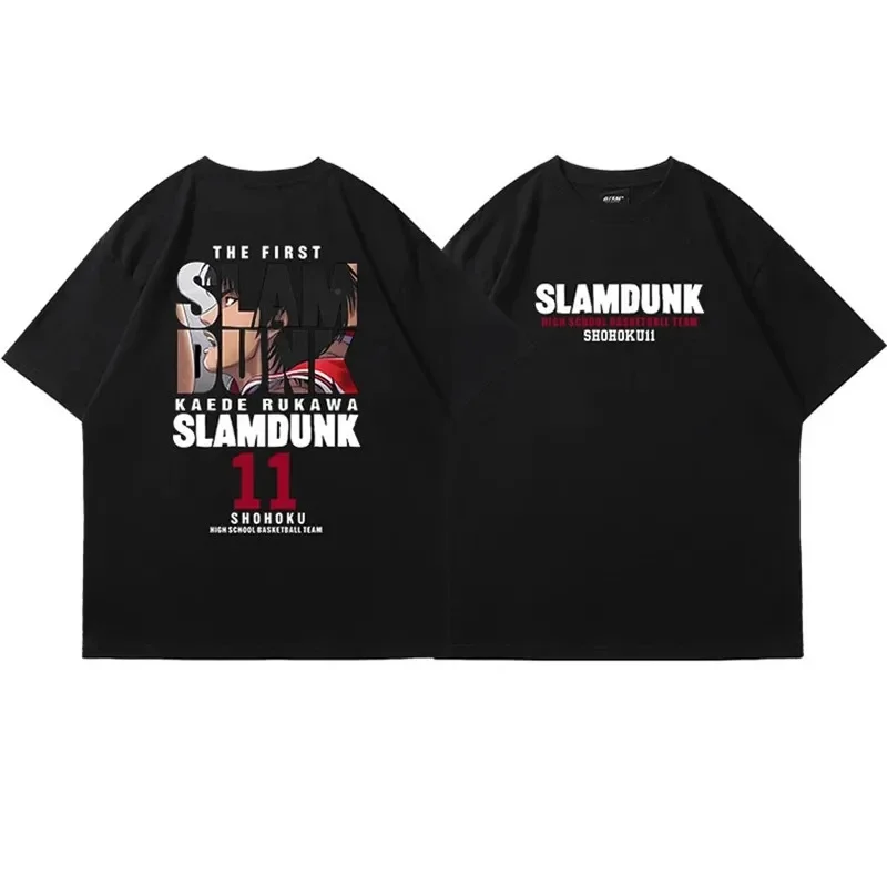 Anime Slam Dunk Print T-Shirt Men's Oversized Japanese Manganese Cotton Short Sleeve ping Pure Cotton kid T-shirt