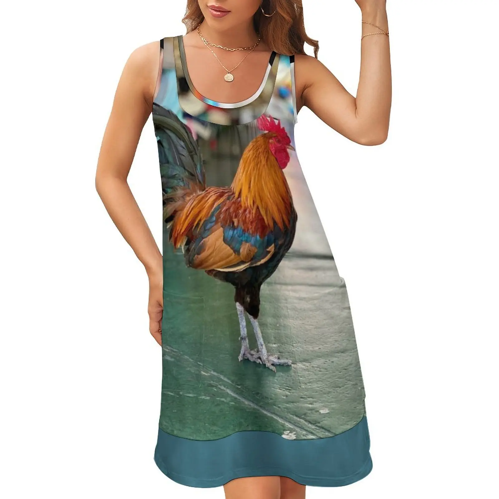 

Key West Chicken Sleeveless U-Neck Fake Two Piece Dress dresses for woman 2024 women long dresses