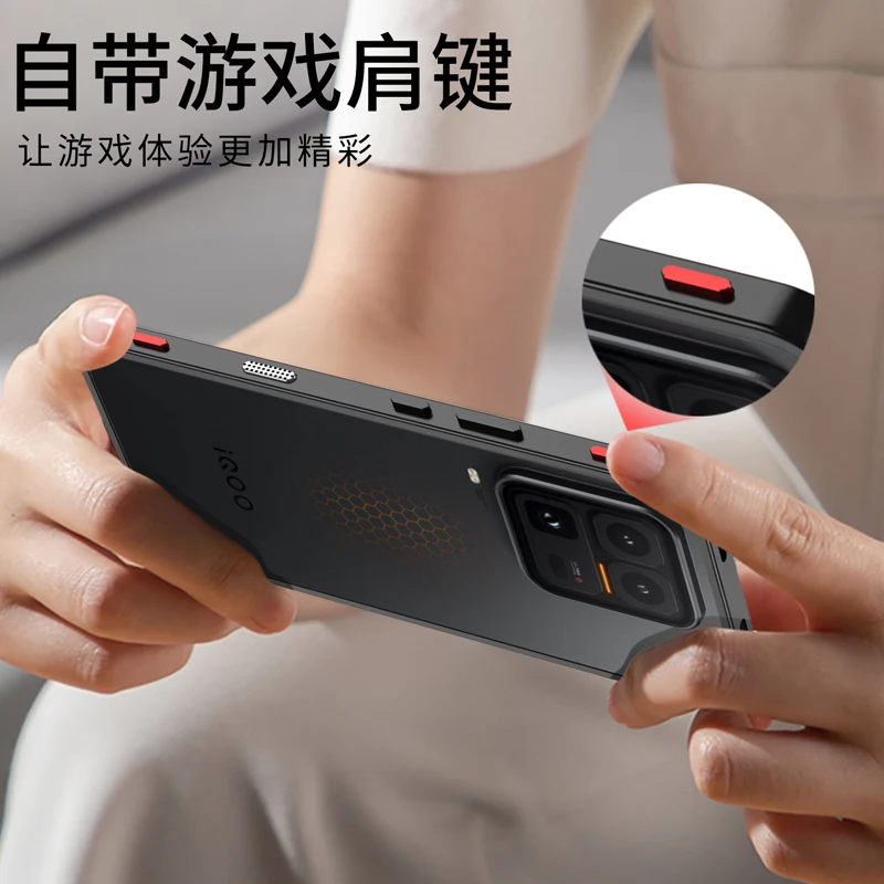 Luxury Metal Frame Phone Case with Heat Dissipation and Lens Cap Cover