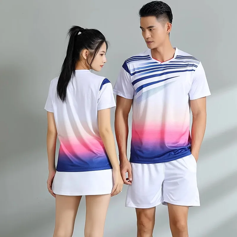 Men's Table Tennis T-shirts Badminton Clothing Women Short Sleeve Badminton Shirt Competition Training Clothing Children TShirt