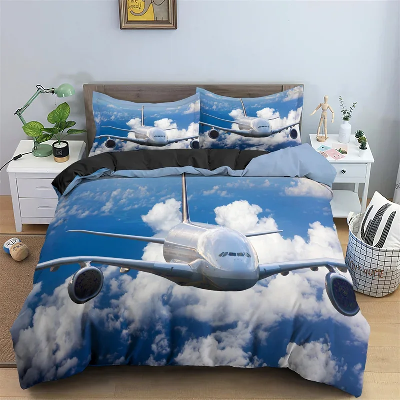 3D Flugzeug Gedruckt Bettwäsche Set Kinder Erwachsene 2/3 stücke Bettbezug Mit Kissenbezug Tröster Bettwäsche Quilt Abdeckung Luxus Bettwäsche set – Detail 14