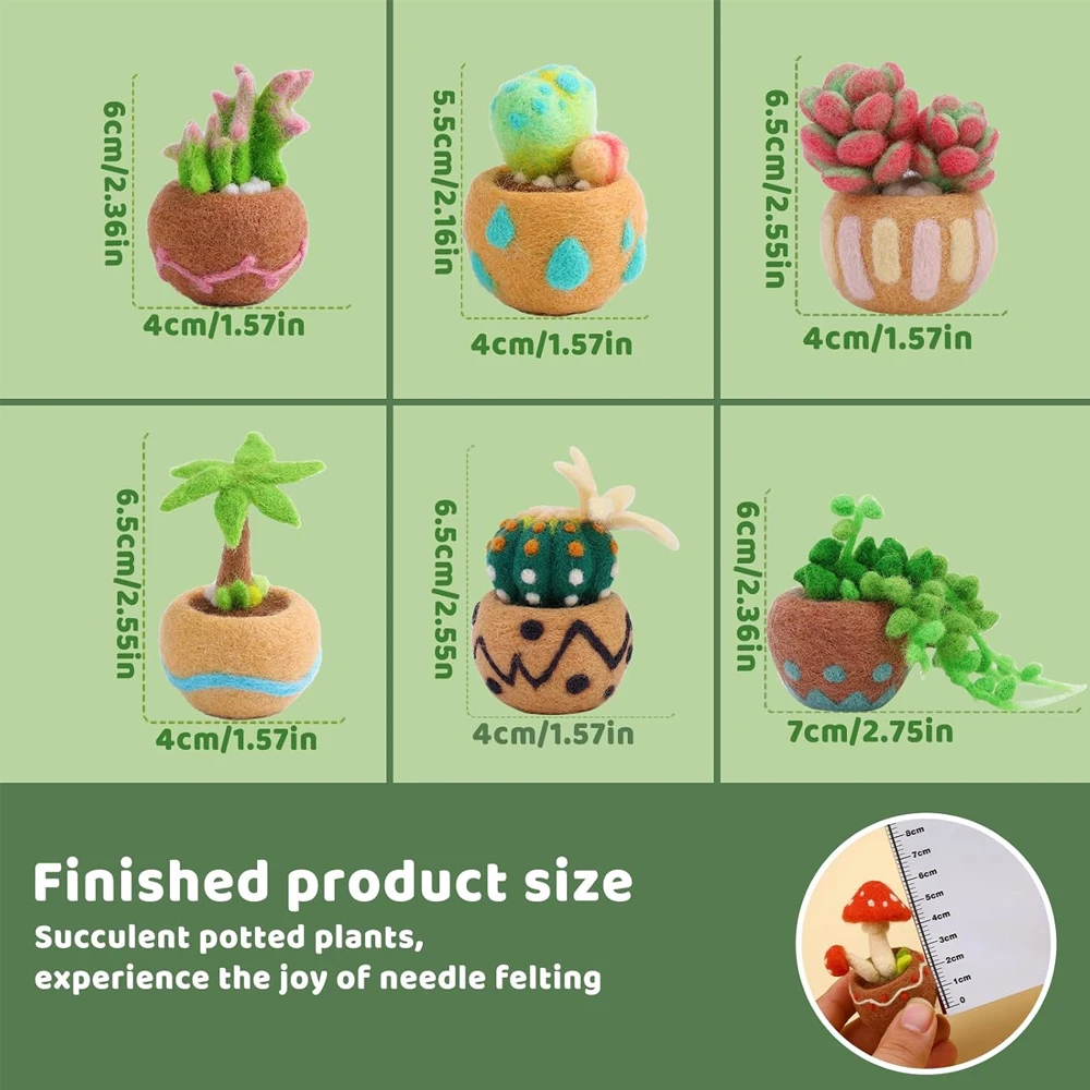 1Set Wool Felt Material Kit Non-finished Handmade DIY Tool Succulent Plants Potted for Festival Gift Home Decoration wool felting kit