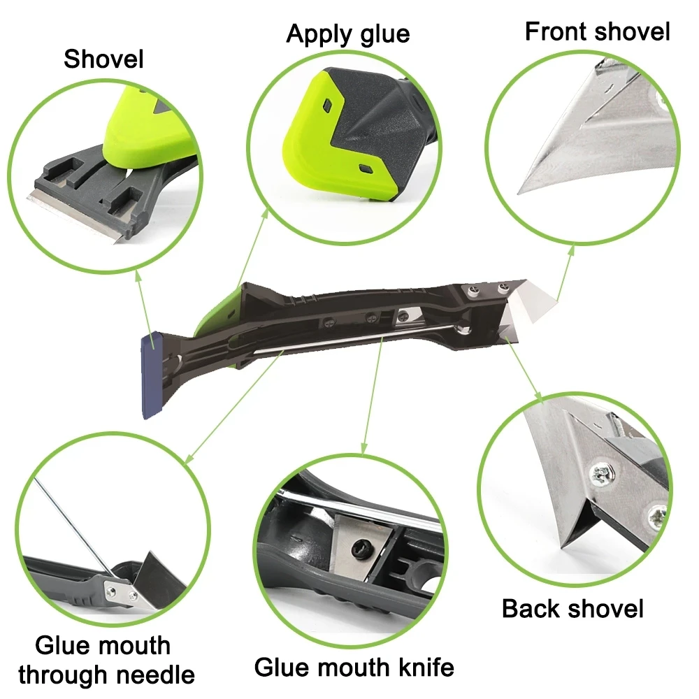 5 In 1 Silicone Remover Sealant Multifunctional Grout Scraper Kit Floor Corner Squeegee Kitchen Bathroom Window Caulking Tool cleaning scraper scraper tool set silicone scraper scraper tool kit scraper tool silicone sealant tool silicone caulking set