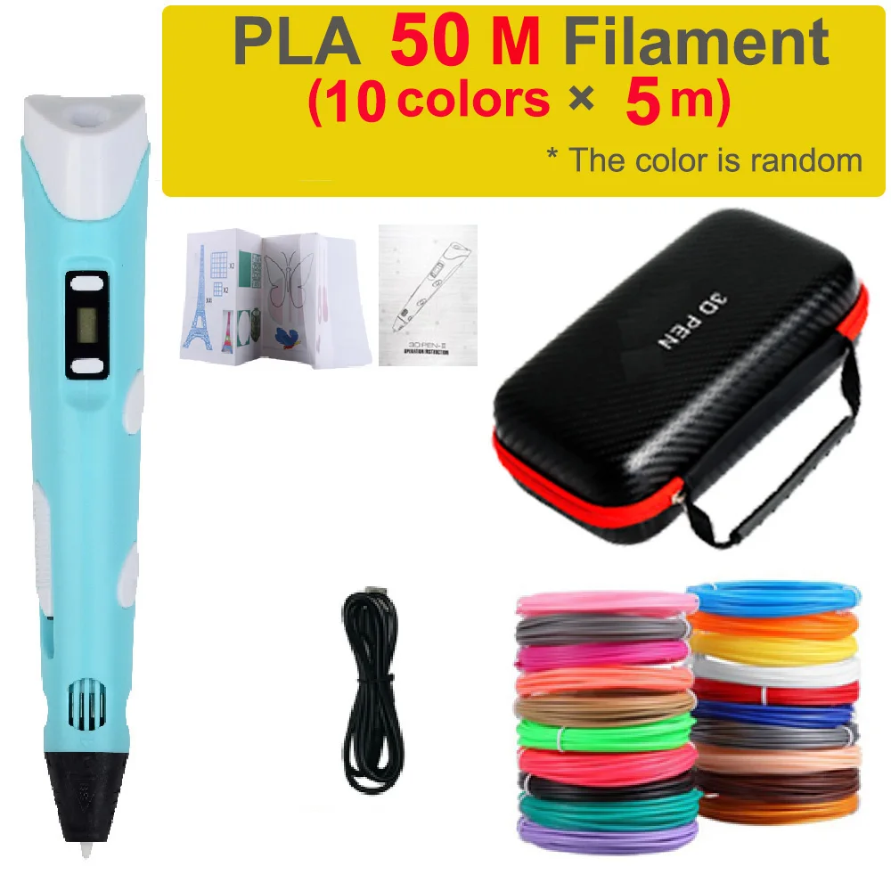 어린이를위한 3D 펜 어린이 크리스마스 생일 DIY 선물을위한 PLA 1.75mm 필라멘트 장난감이있는 LCD 화면이있는 3D 드로잉 인쇄 펜 