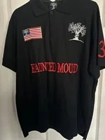 Hip Hop Short Sleeve Shirt Y2k Men Casual Embroidery Cotton Top Baseball Haunted Mound Polo Shirt America Retro Street Clothing 1