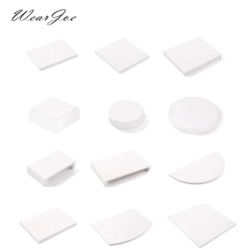 Elegant White PU Leather Jewellery Retail Rack Countertop Props Bottom Riser Stand Set Jewelry Display for Selling Necklace Bust 50pcs lot earrings necklace display cards white paper card for handmade women jewelry storage packaging retail price tags label