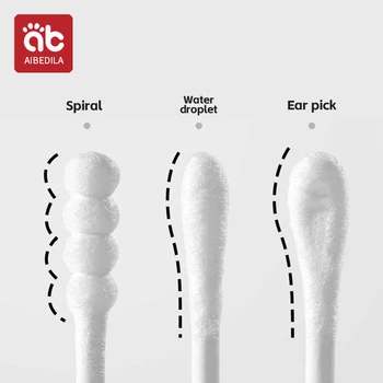 AIBEDILA Double Cotton Baby Swab Makeup Nose Ear Sticks Cleaning Lint Free 600PCS Cotton Spiral Ear Care Buds Swabs Care Tools 3