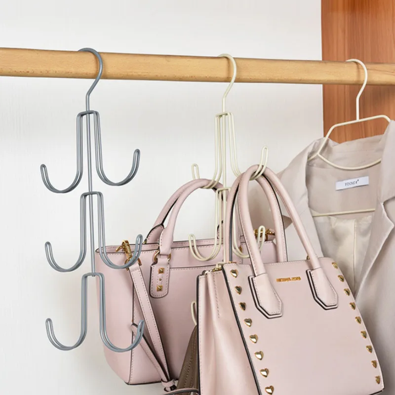 6 Hooks Rotatable Hat Hanger Tie Belt Bag Storage Hooks Multi-layer Clothes Cap Wardrobe Organizer Rack Space Saving