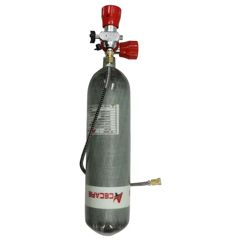 Acecare High Pressure Cylinder 3LCE 300Bar Carbon Fiber Tank  4500Psi Gas Cylinder With Red Valve and Filling Station ac10311 3l ce 4500psi carbon fiber air tank gas cylinder and red valve balloon with compressed