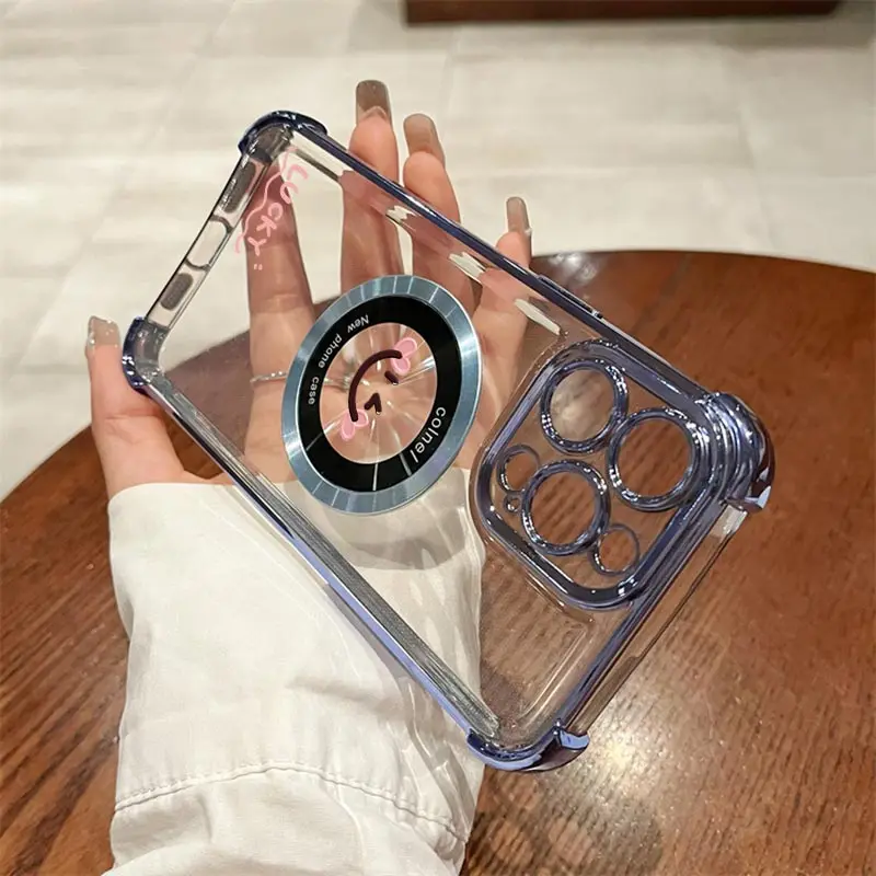 Transparent Smile Face Magnetic Phone Case - Airbag Anti-Knock Cover
