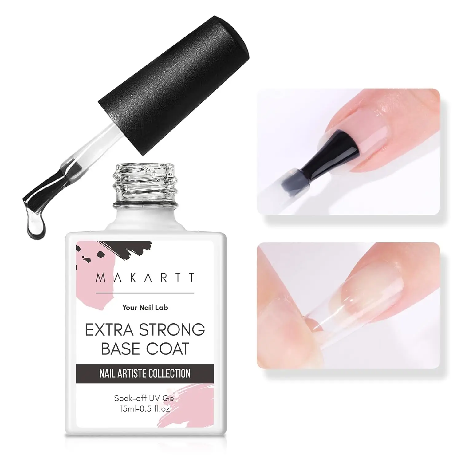Makartt 15ml Extra Strong Base Coat Nail Polish Long-Lasting Gel Base Coat Nail Gule For Charms Press on Nails Soak Off nail art set
