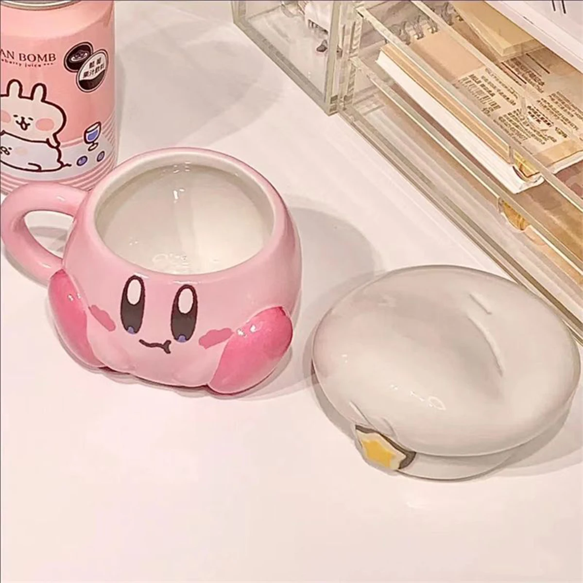 Cartoon Kirby Cup Karbi Mug Water Anime Cute Pink Chef Figure Kawaii Mug  Coffee Glass Cup Milk Water Cups Girl Birthday Gifts