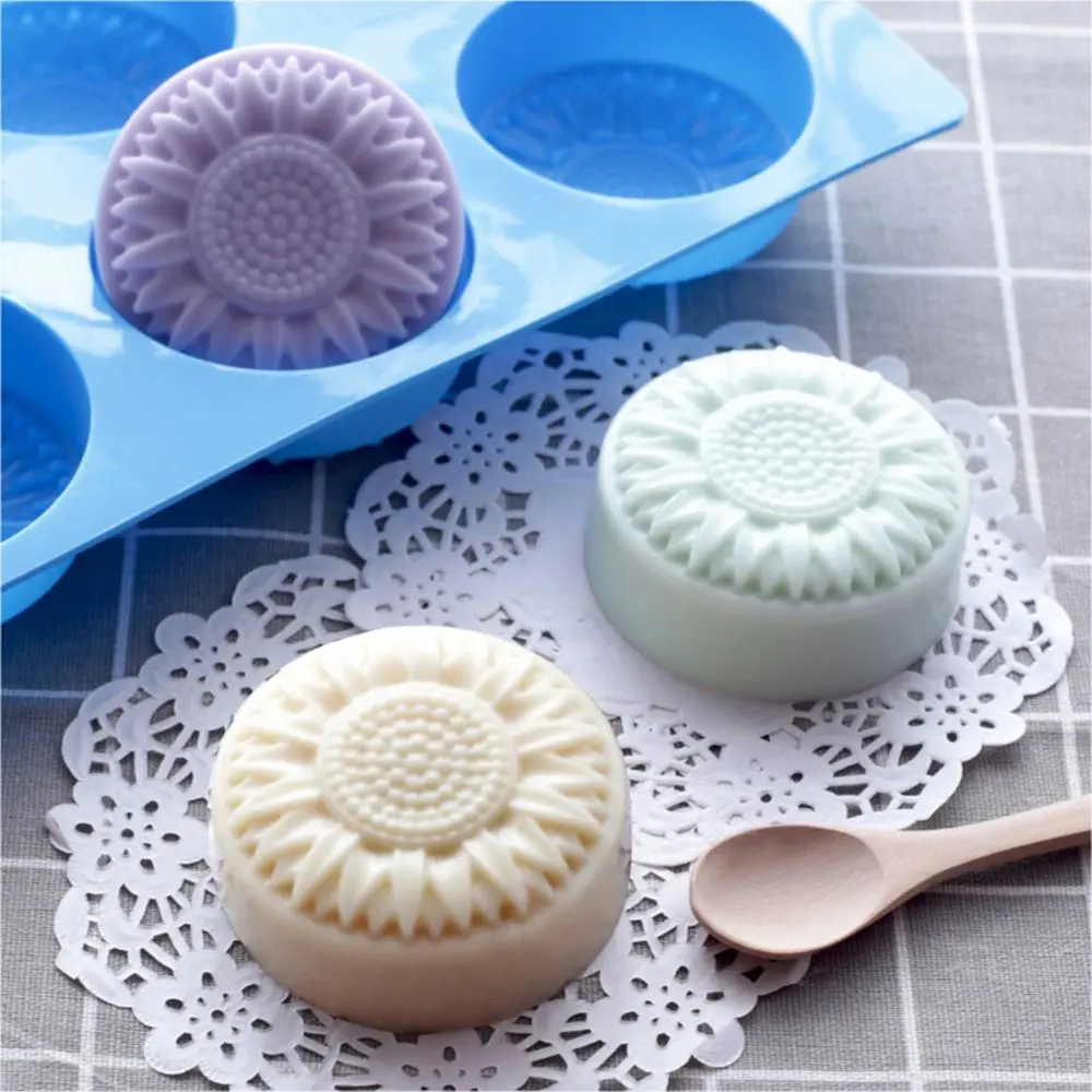 6 Cavity Creative Flower Shaped Soap Mold Silicone Molds for DIY