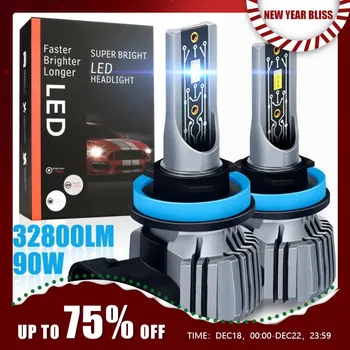 LED 전구 자동 안개등 램프, H11, H4, H7, 90W, H1, H8, 9005, HB3, 9006, HB4, 12V, 6000K, 2 개