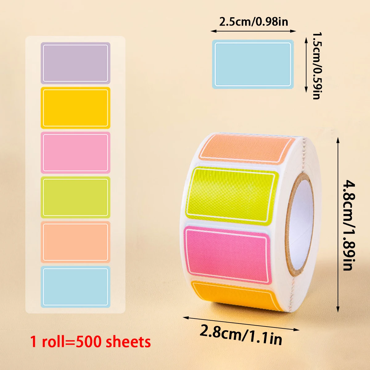 500 Sheets Multicolor Label Stickers Waterproof Index Stickers Handwriting Self-Adhesive Classification Labels Office Supplies - 2