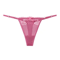 BANNIROU 1 pièces dentelle string sous-vêtements pour femmes Sexy nœud Transparent taille basse culotte femme intimes femme tongs Lingerie 2