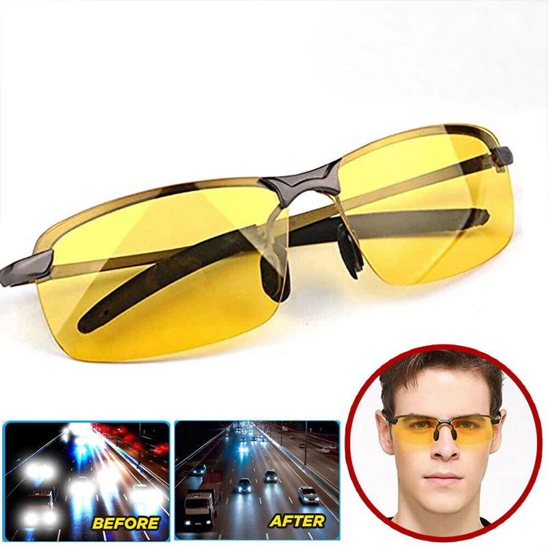 Unisex Anti UV Car Night Vision Sunglasses For Men Day Night Driving
