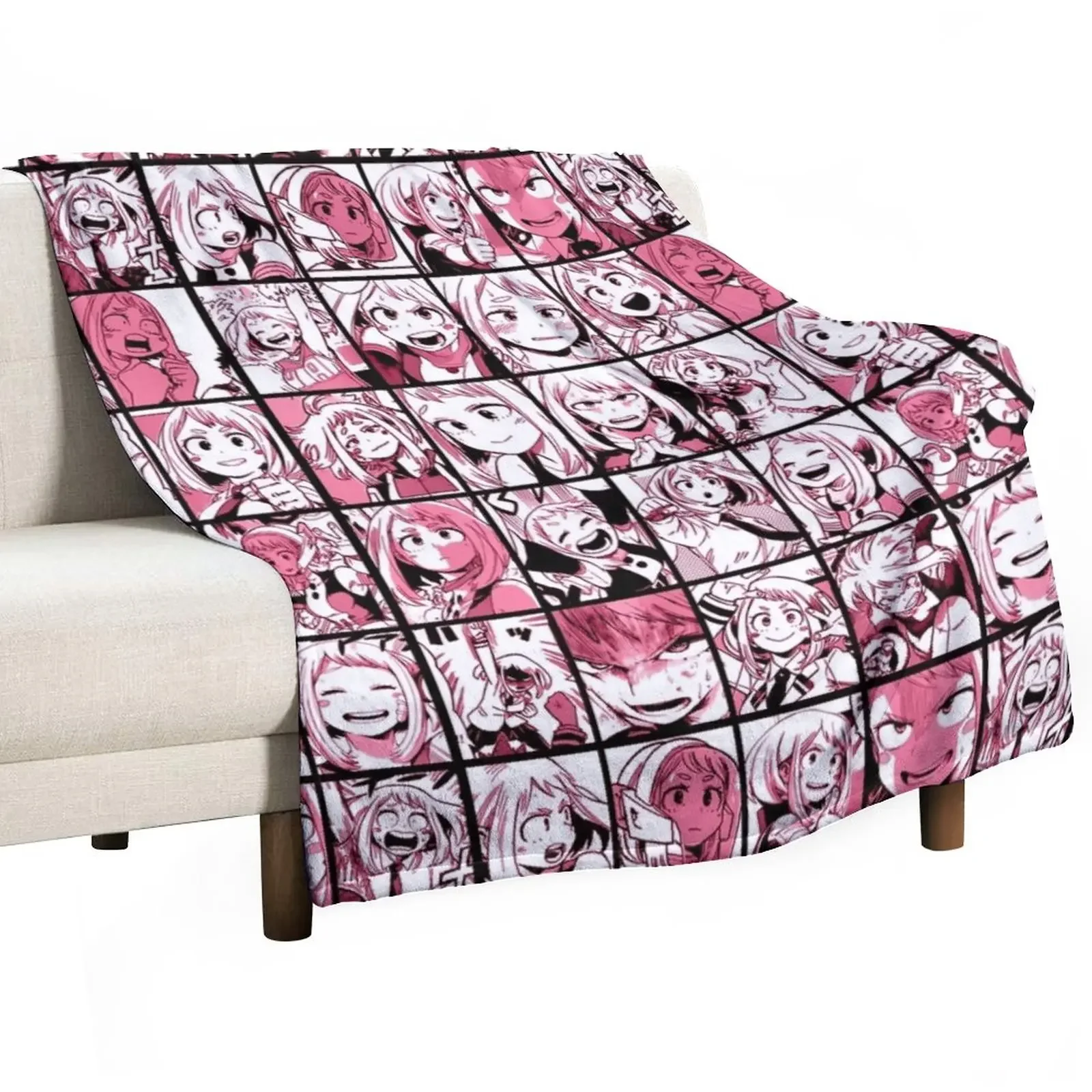 

Uraraka Ochako Collage color version Throw Blanket Decorative Sofa cosplay anime Bed linens Blankets