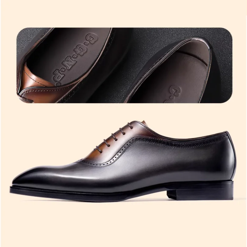 Neue High-End-Frühlings-Lederschuhe für Herren, formelle Business-handgefertigte britische Oxford-Hochzeitsschuhe für Herren, Bräutigam-Trend – Detail 4