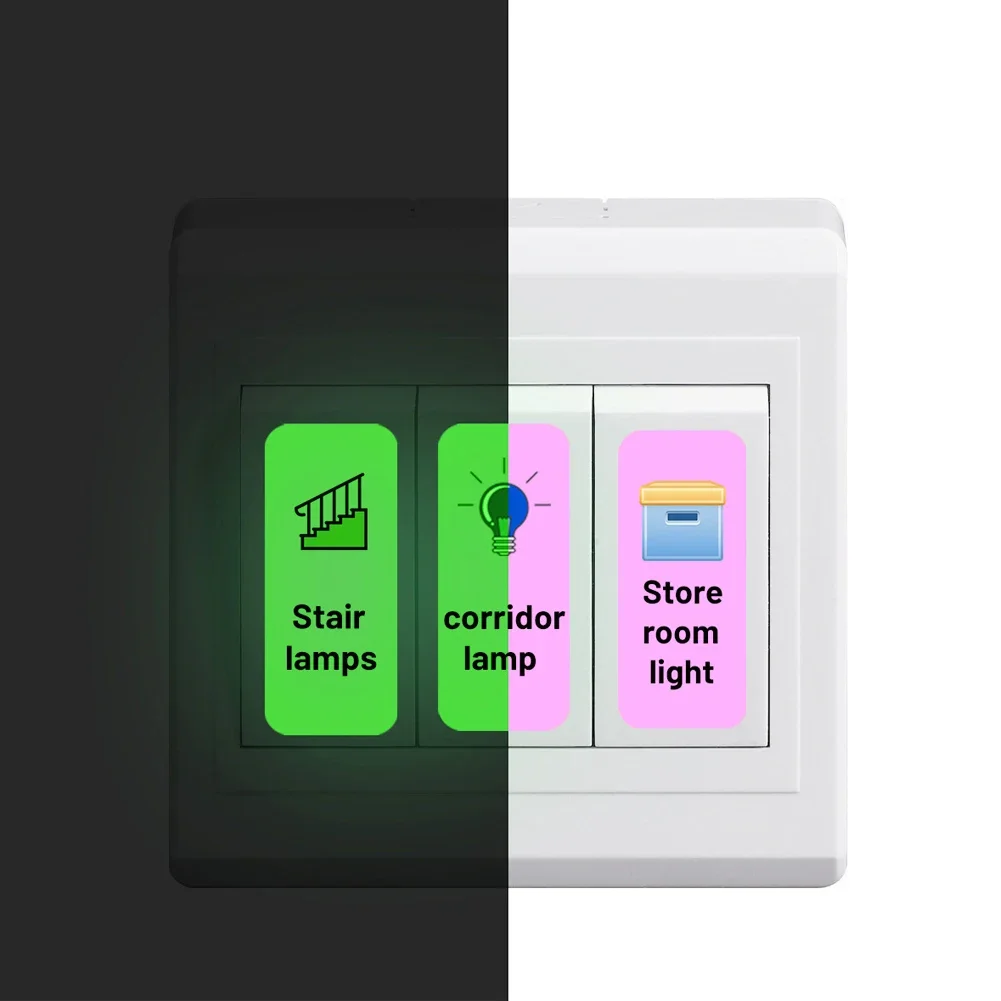 8pcs Luminous Sign Wall Switch Sticker PVC Glow in The Dark Light Switch Labels Stickers for House Decals Lamps Button Lable