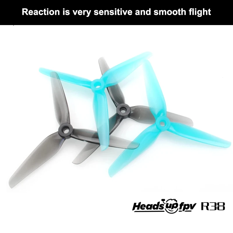 2 пары HQProp R38C HeadsUp Racing 5,1x3,8x3 CW CCW 5,1-дюймовый пропеллер из поликарбоната, совместимый с радиоуправляемой рамой FlyFishRC FPV thumbnail 2