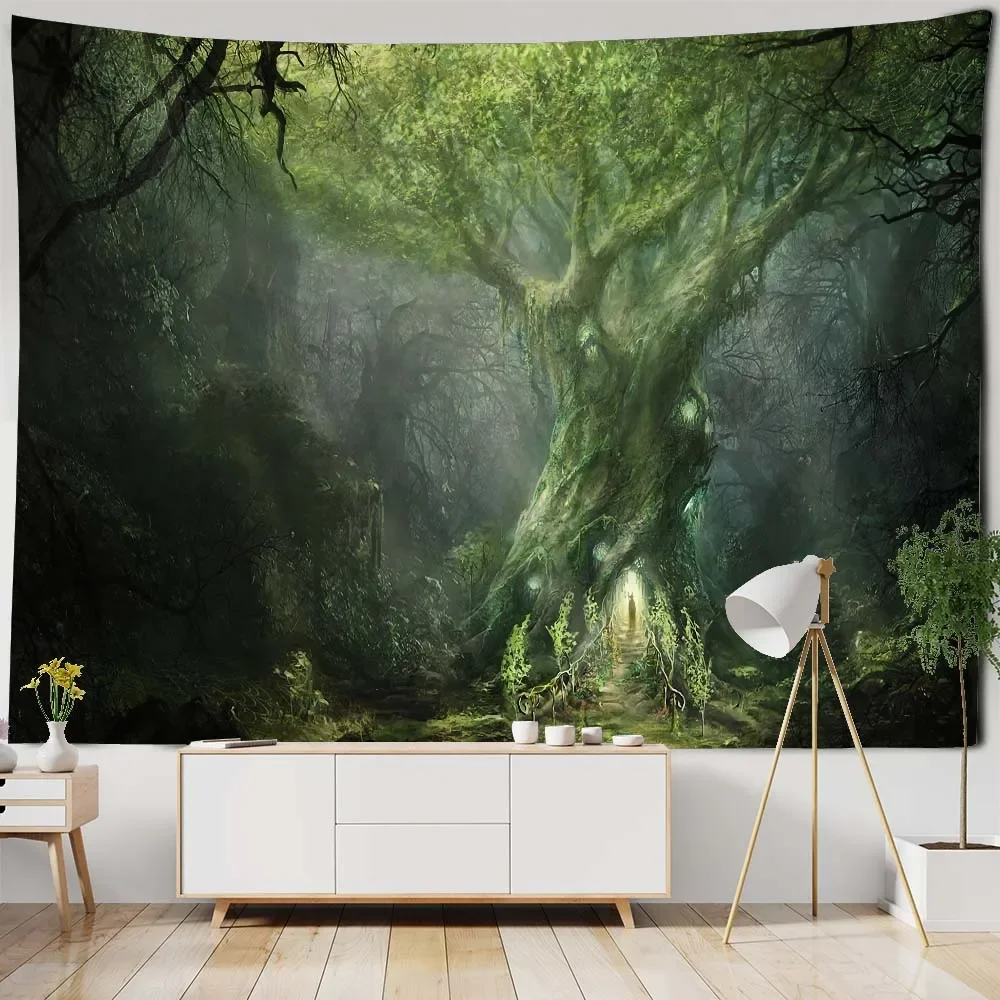 

Forest Tapestry Psychedelic Tree Wall Hanging Boho Home Wall Decor Background Cloth Fantasy Kawaii Room Decor Sheets Beach Mats