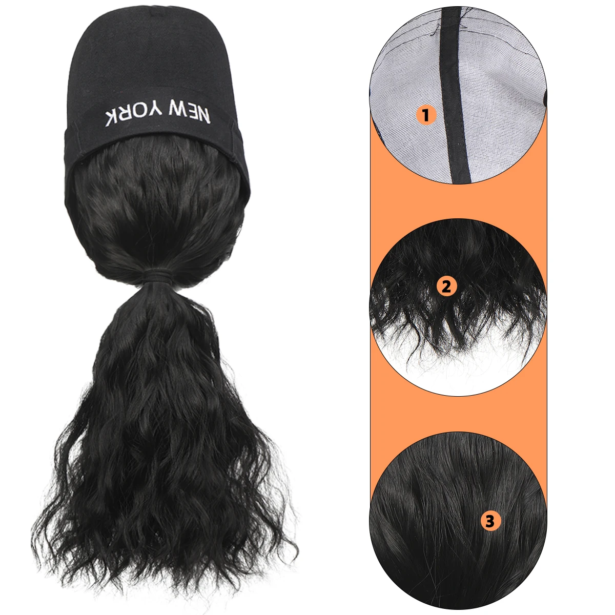 Synthetic empty top hat wig natural curly woman's head sun hat heat-resistant wig afro kinky curly Hair extension