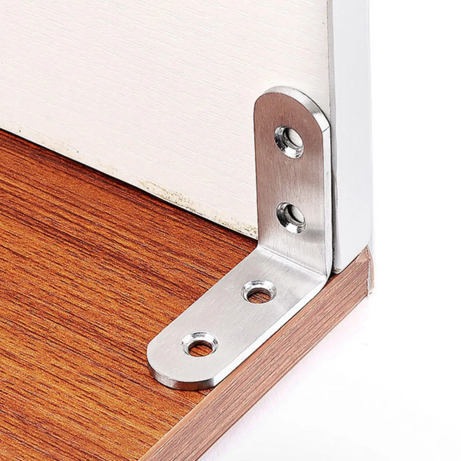 10pcs Stainless Steel Angle Corner Brackets Connector Corner Brace Joint Fastener for Wood Furniture Bedframe Cabinet Drawer