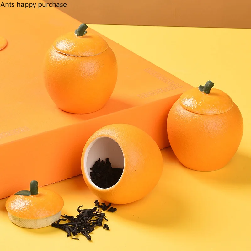 Kumquat Ceramic Tea Caddy Tea Box Tea Container Tea Organizer Barattolo Sigillato Serbatoio Di Stoccaggio Travel Kung Fu Tea Set Utensili Da Tè