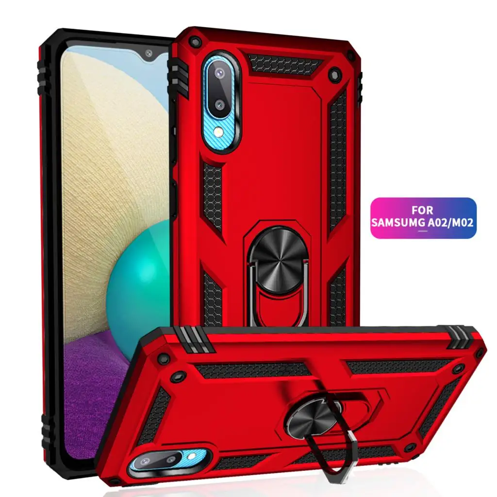 Per Samsung A02 Custodia Per Telefono Samsung Galaxy A02 Custodia Armor Rugged Military Antiurto Magnet Car Holder Ring Case A 02