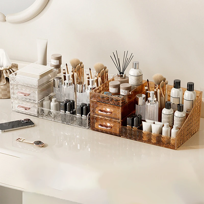 Large Capacity Transparent Drawer Makeup and Cosmetic Organizer