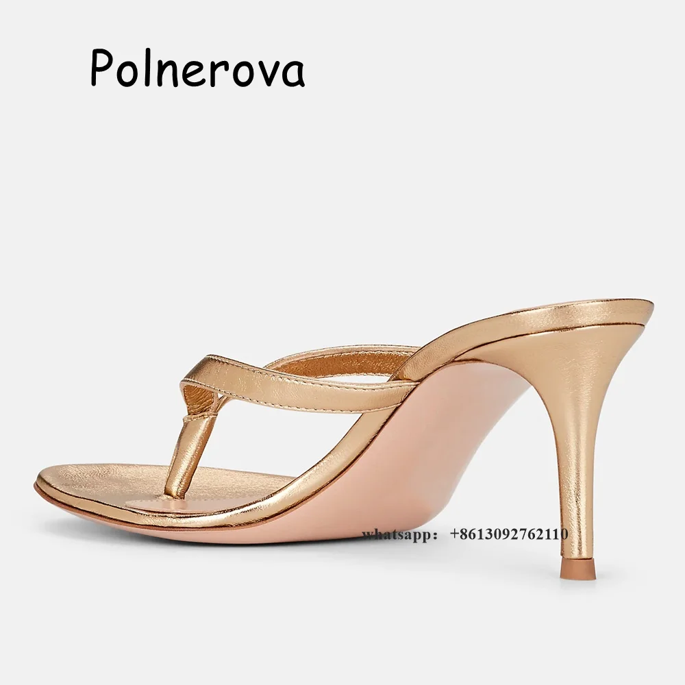 Flip Flop Slippers Thin Heels Slip On Women's Shoes Summer Casual Solid Real Patent Leather Ladies Large Size Fashion Shoes