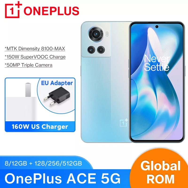 OnePlus Ace 10R 5G Global ROM 8GB cellphone MTK Dimensity 8100 MAX 150W ...