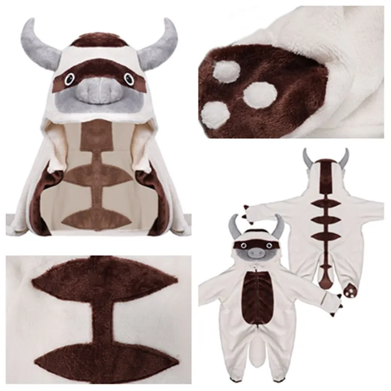 KidsAppaCosplayAvatarFantasyCostumeInfantRompersJumpsuitCartoonCowOnesieOutfits