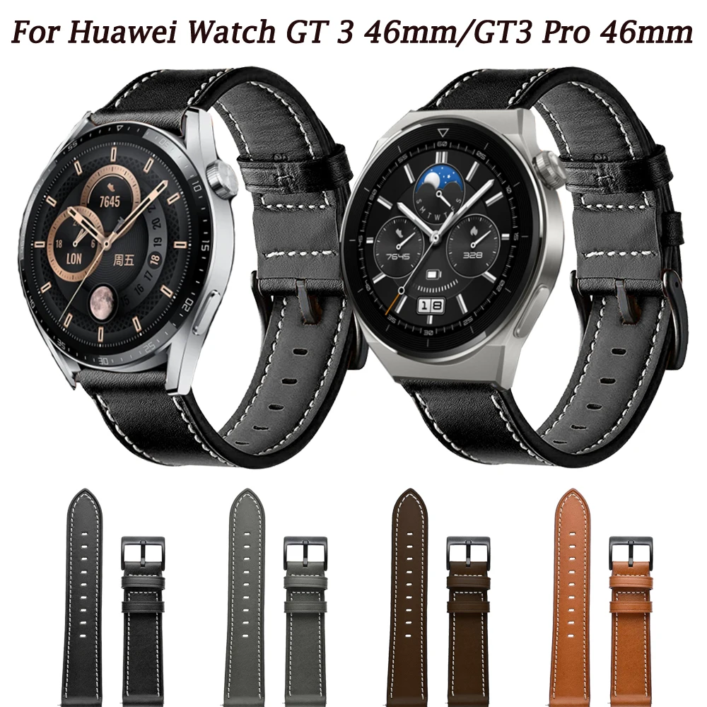 

Ремешок кожаный для смарт-часов Huawei Watch GT2 GT3 GT 3pro 42 46 мм, браслет для Galaxy Watch 4/5 Pro/Gear s3 Correa, 20/22 мм