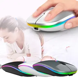Wireless Mouse USB Rechargeable RGB Mouse Silent Ergonomic Mouse With Backlight For Laptop PC ipad