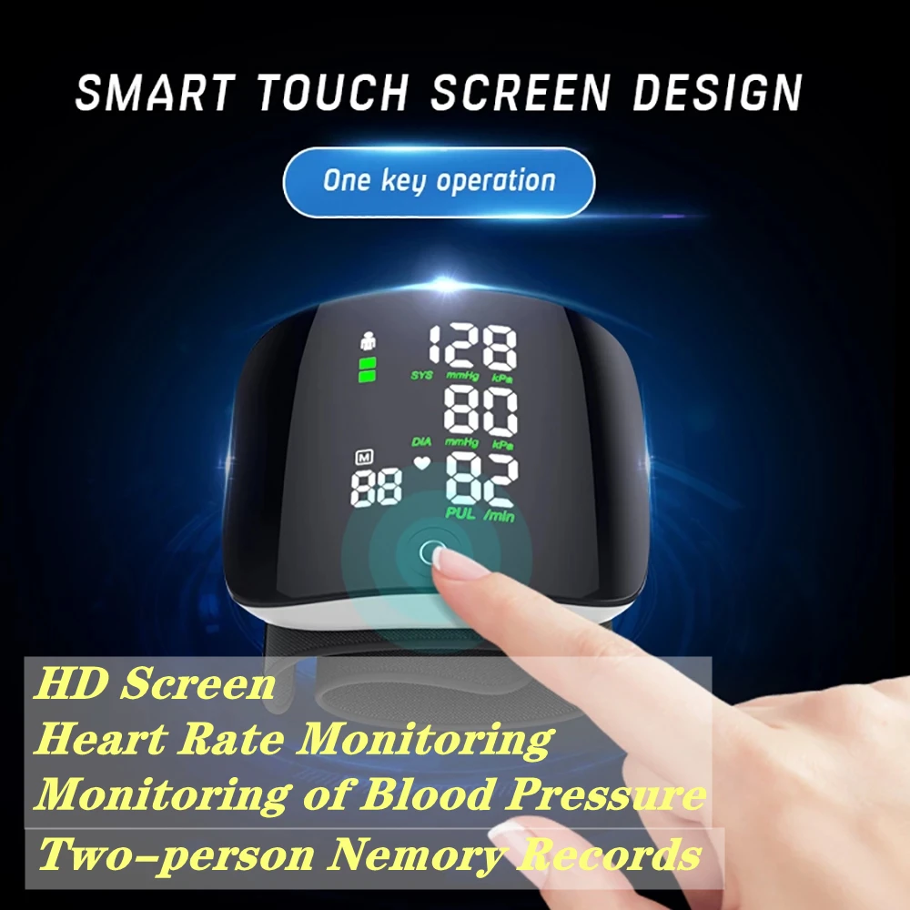 Smart Wrist Sphygmomanometer Touchable Heart Rate Monitor Can Store Data For Two People And Support Voice Broadcast 2