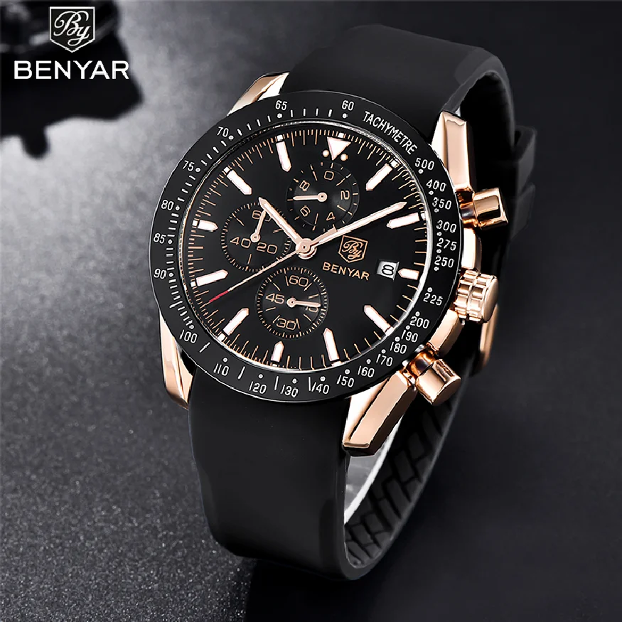 

2023 New BENYAR 5140 Watch Men Top Brand Waterproof Quartz Luxury Chronograph Military Sport Date Men's Watch Relogio Masculino