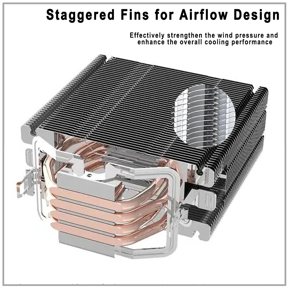 Processor Cooler For Lga 2011-V3/1366/1151/1700 AM4 AM3 4 Heat Pipes Cpu Cooler 4PIN Fan Heatsink IWONGOU Radiatier Ventilador