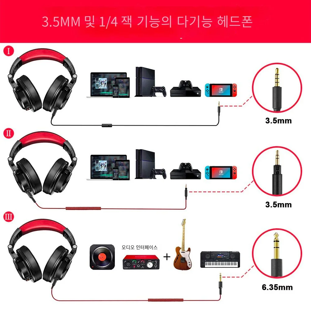 Oneodio 유선 오버 이어 헤드폰, 마이크 스튜디오 DJ 헤드폰 전문 모니터 녹음 및 믹싱 헤드셋 게임용