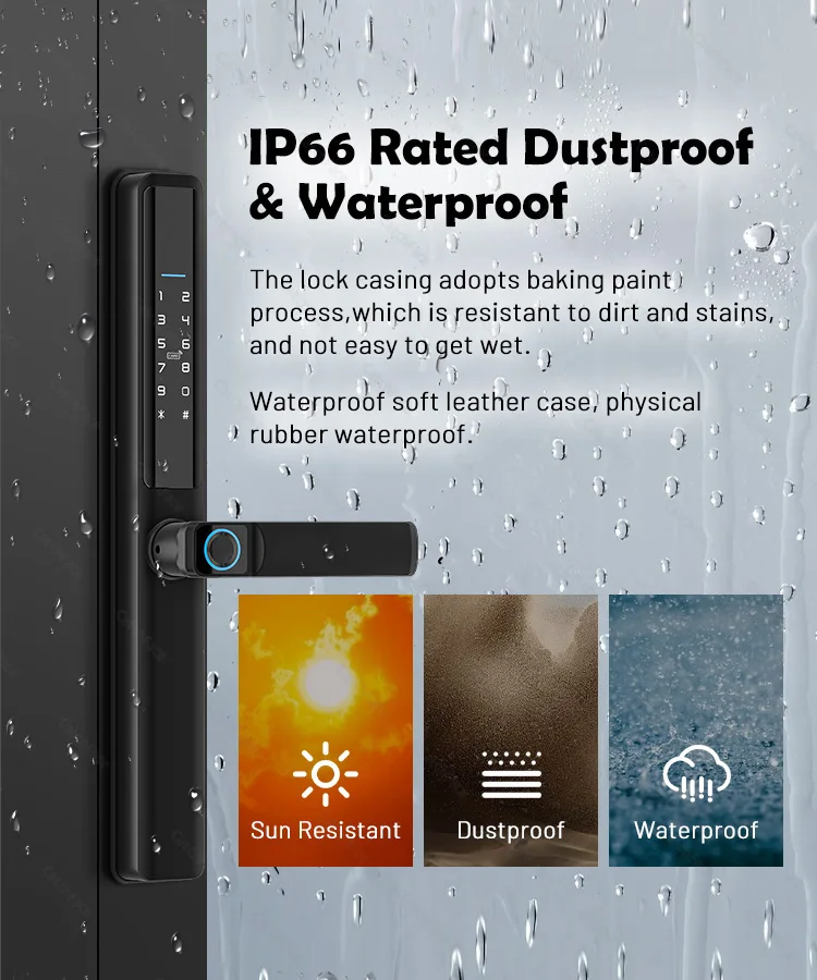 Waterproof Camera Outdoor Fingerprint TUYA WIFI APP RFID Card Code Keyless Smart
